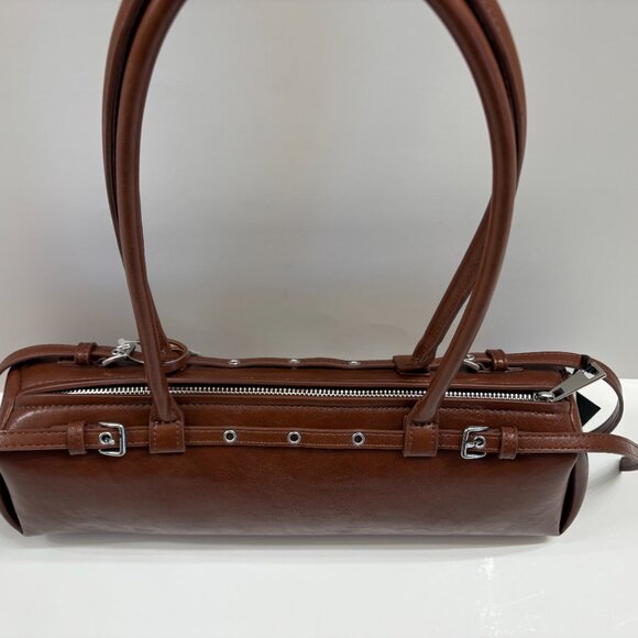 House of Harlow 1960 - Barrel Shoulder Bag - Brown Vegan Leather - NWT - Picture 10 of 13